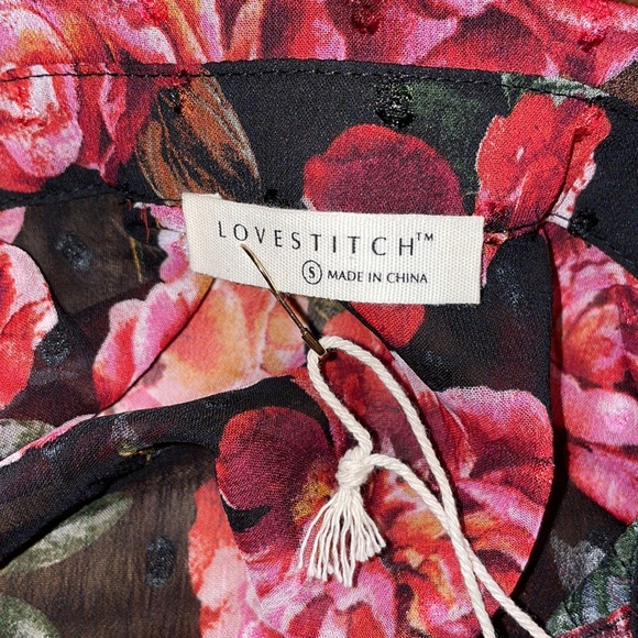 Lovestitch Women's Magenta Floral Floral Lace Trim Mini Dress Size Small NWT - Picture 10 of 10